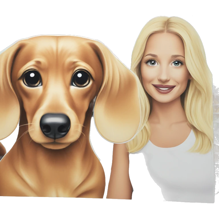 Dachshund marble coloring book with blonde girl emoji