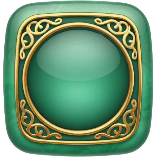 Jade and gold filigree style rounded square icon button emoji