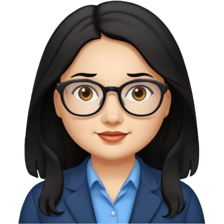 Slightly chubby professional woman with dimples, brown eyes, and long black hair emoji