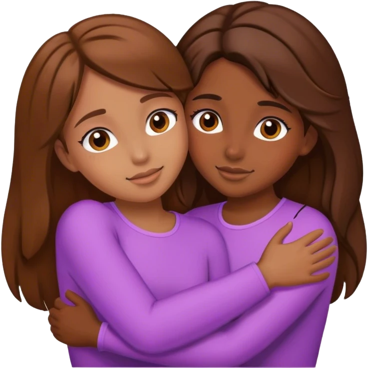 Two girls who miss eachother brown hair emoji