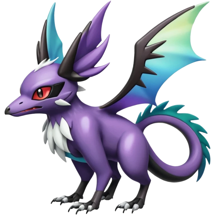 Shiny Noibat-Noivern-Mightyena-Silvally-Fakémon-hybrid-creature (full body)  emoji