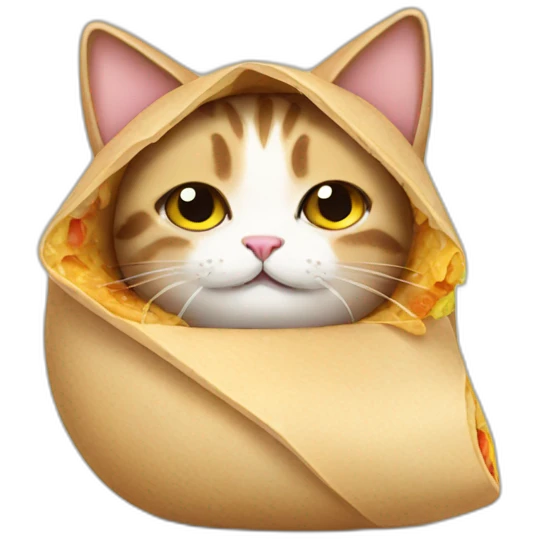Cat wearing a burrito emoji