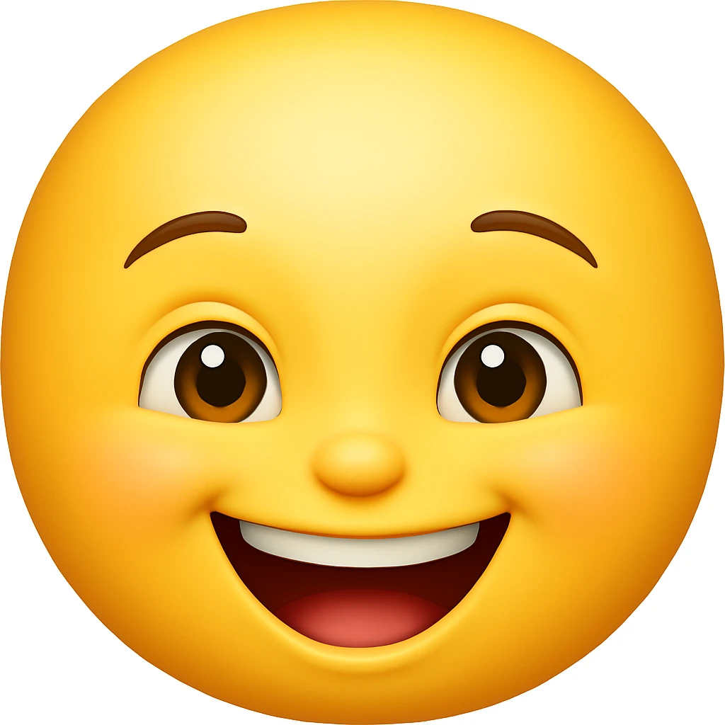 Make the forehead even bigger while keeping the laughing expression, in the style of apple emojis. emoji