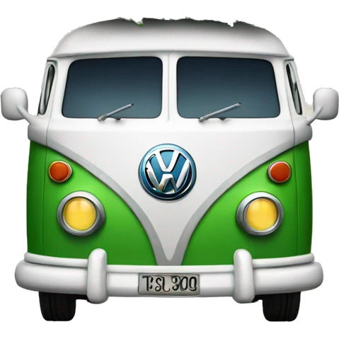 VW bus with Christmas tree on top emoji