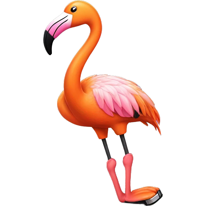 A orange flamingo in tap shoes emoji