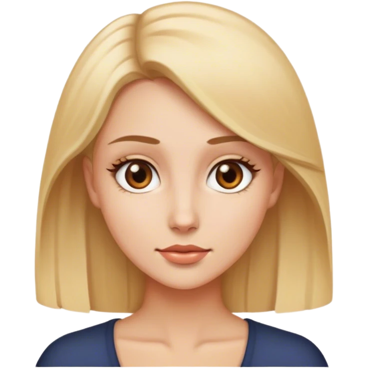 femme aux cheveux blond lisse et au yeux marrons emoji