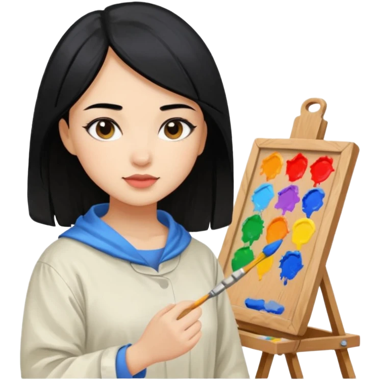   دختر زیبا و نقاش با موهای مشکی  emoji