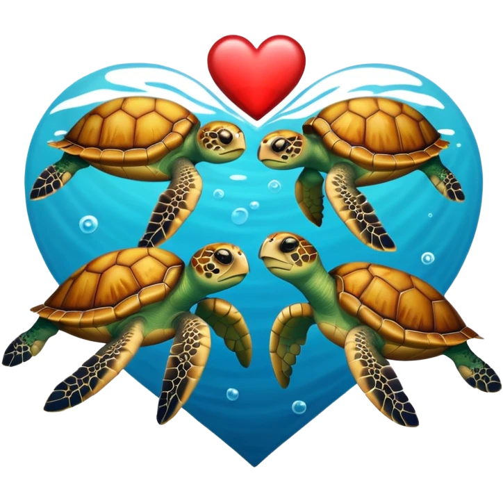 Sea turtles with heart emoji