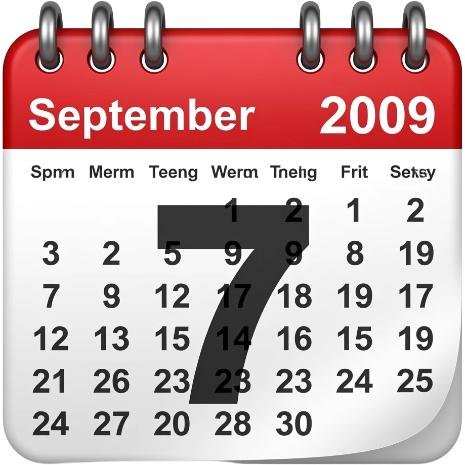 September 7, 2009 calendar emoji emoji