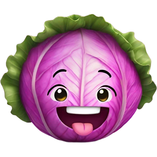 pink cabbage smiling emoji