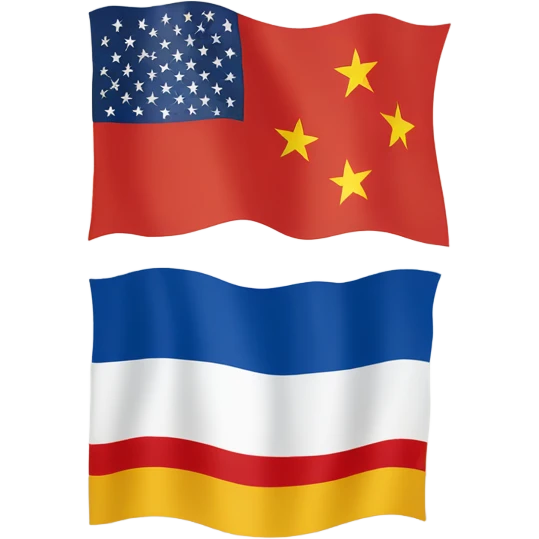 Combined flag of 4 countries, Germany, United States, Italy and China emoji