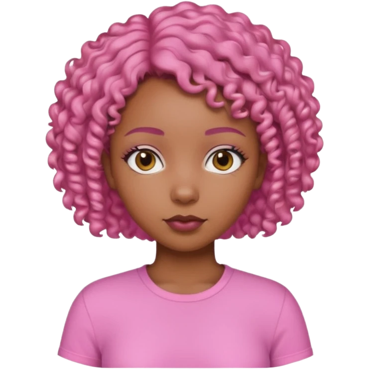 black girl with pink short curly hair emoji