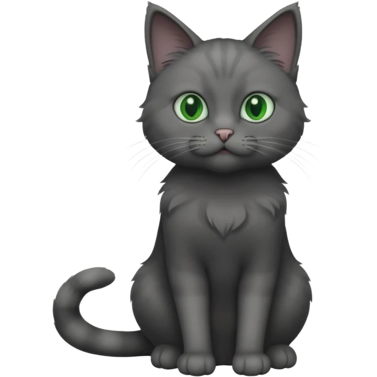 full body solid dark grey cat with green eyes, white paws and white whiskers emoji