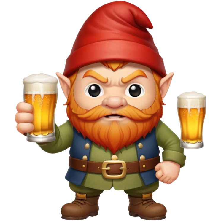 angry ginger gnome with glass of beer emoji
