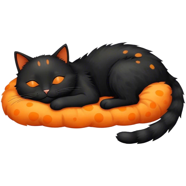 Black cat with orange spots cute sleeping emoji