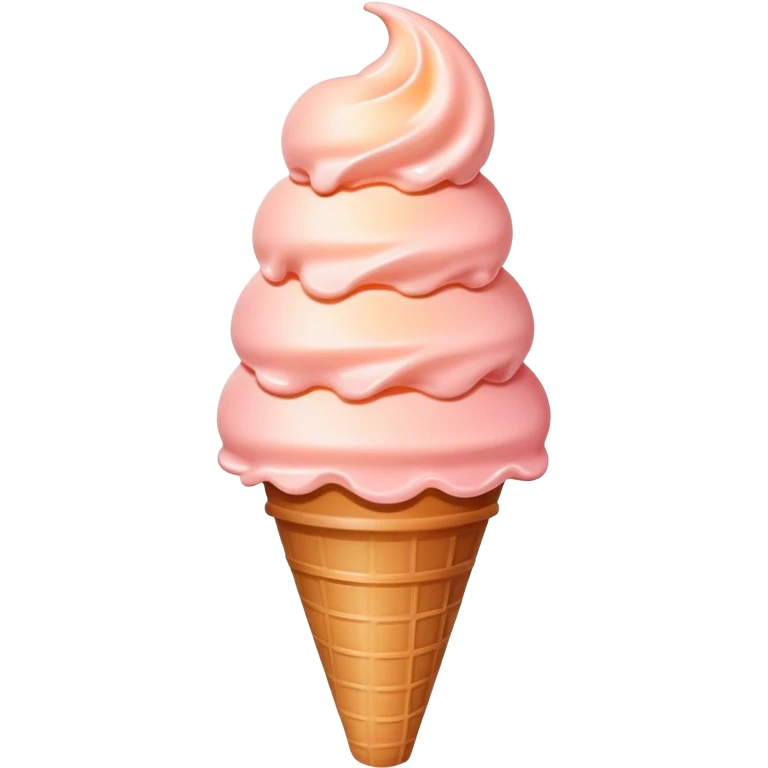 Peach ice cream in a cone, peachy pink color emoji