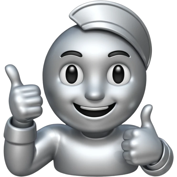 Create silver color emoji with likes thumbs  emoji