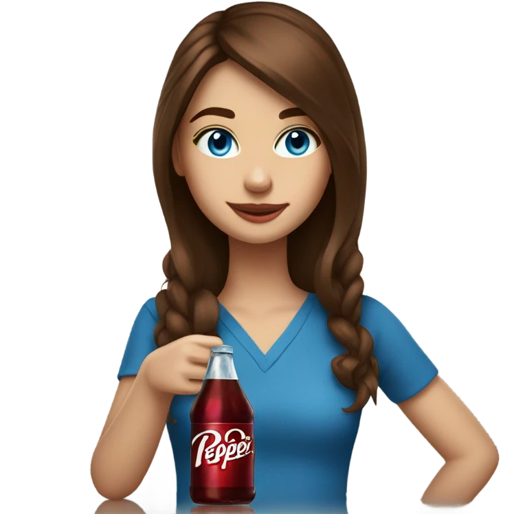 Drinking dr pepper cherry flavoured Brown hair girl blue eyes emoji