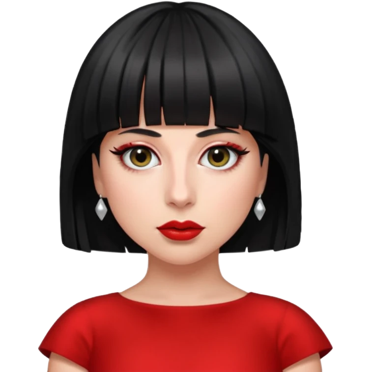 Create lady gaga with a red dress and black short hair with bangs emoji