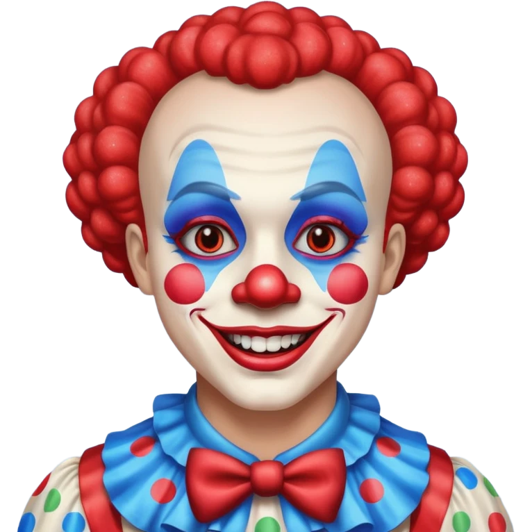 glitter red and blue clown happy emoji