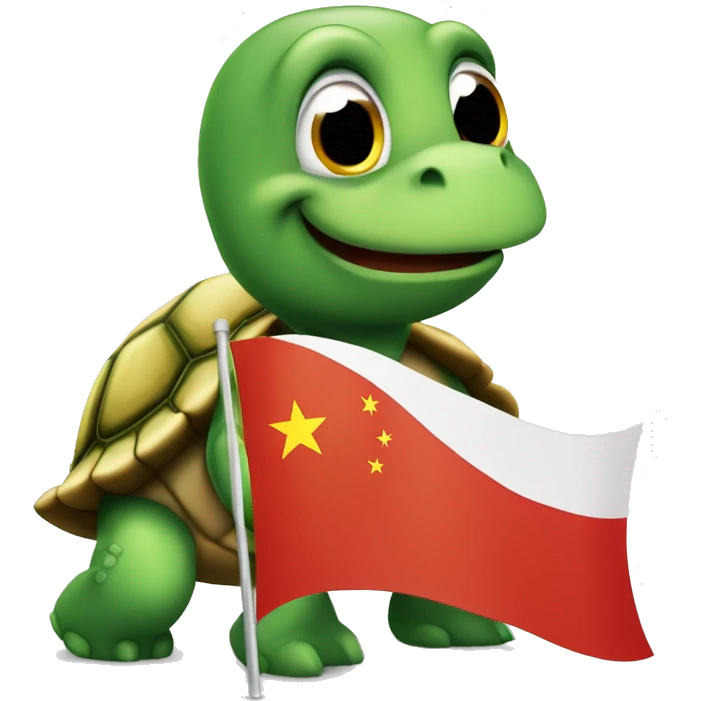 Turtle holding china flag emoji
