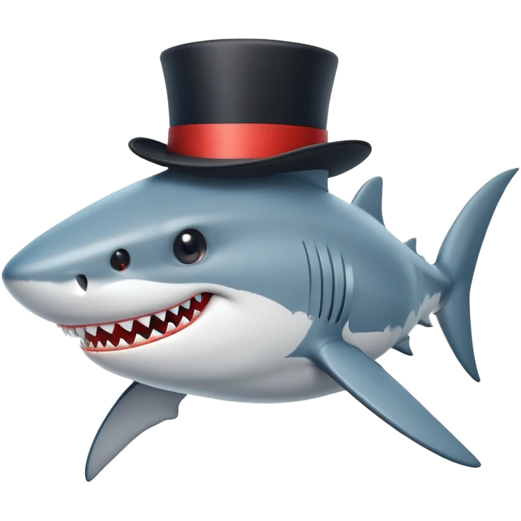 Shark with a top hat emoji
