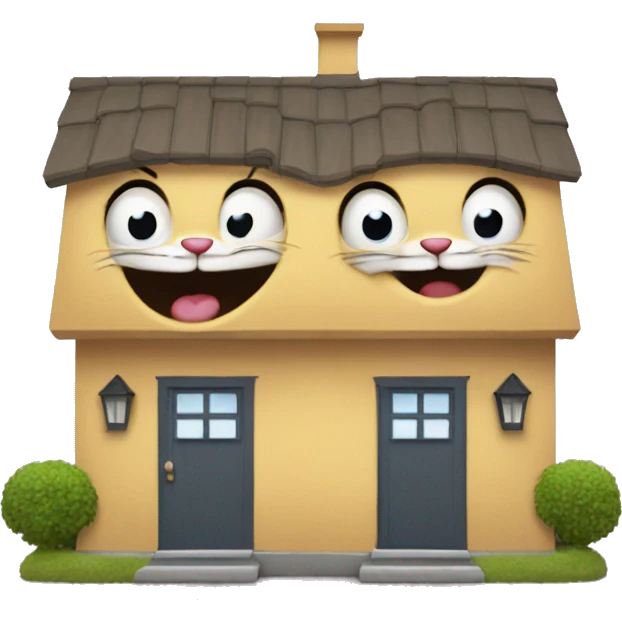two happy cats buying a house emoji