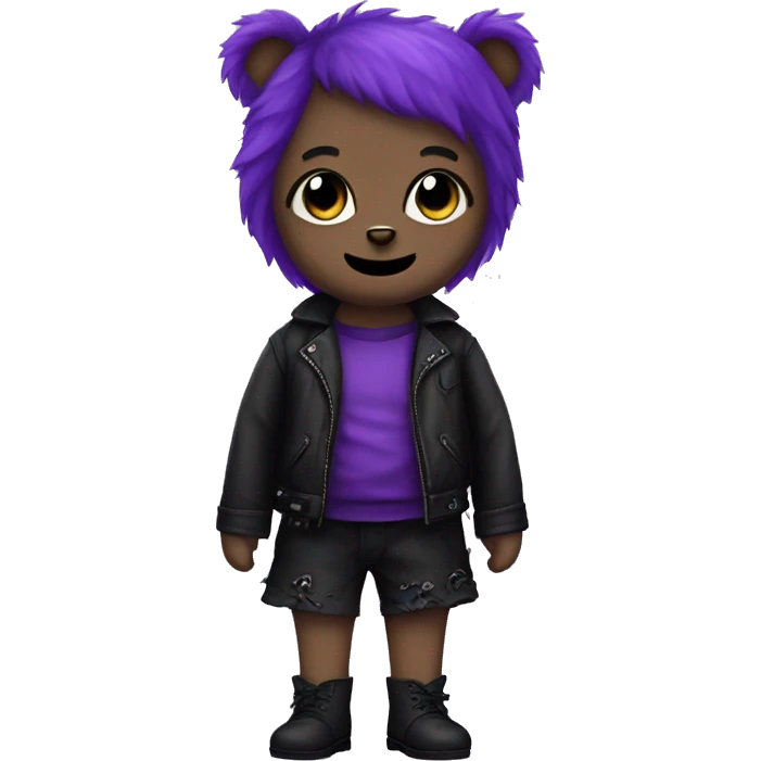 Purple teddy bear goth emoji