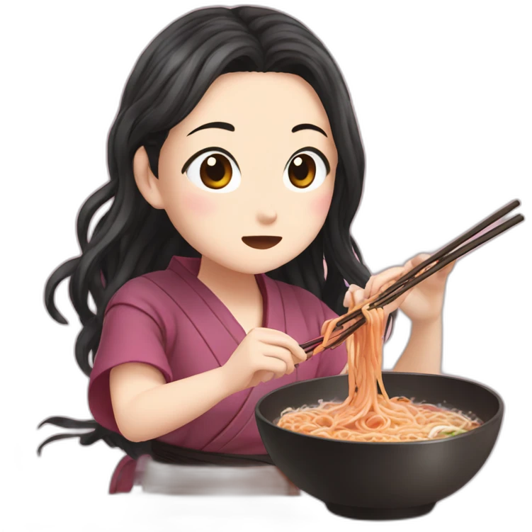 nezuko eating ramen emoji