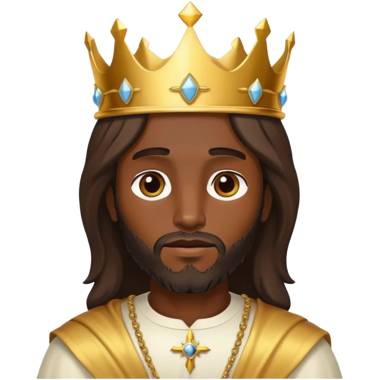 Dark skin christ Jesus walking Gold Crown on head emoji