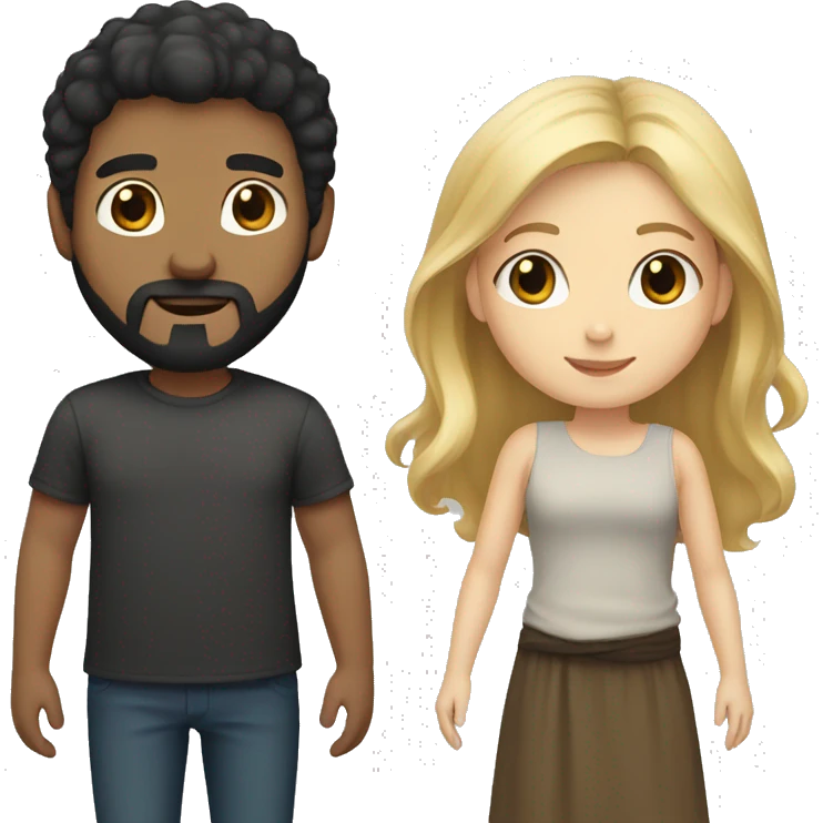 blonde brown hair girl and a black hair beard boy emoji