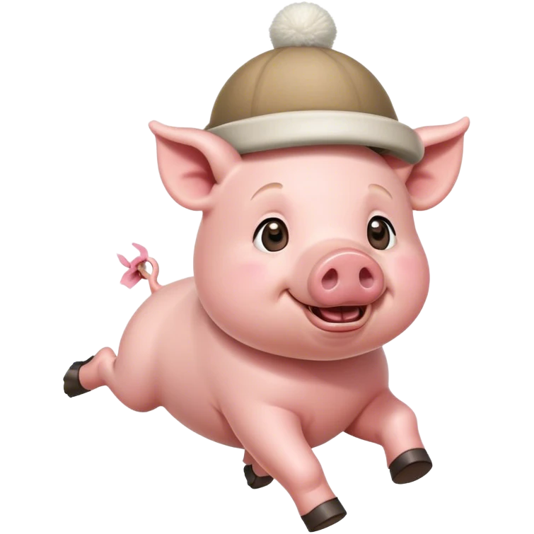 pig wearing a spinny hat and running emoji