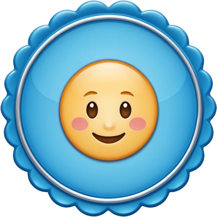 A blue scalloped circle with a verified thing emoji