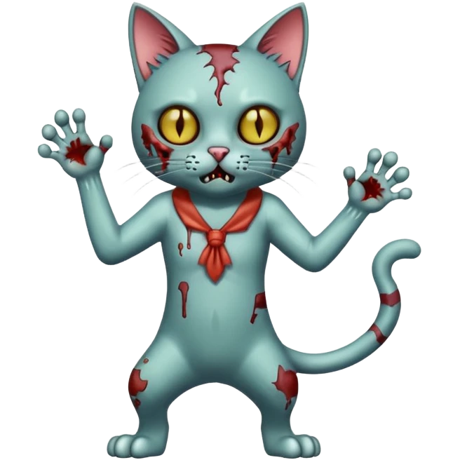 zombie cat full body with action pose emoji