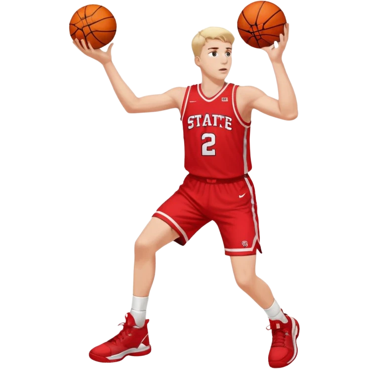 White Nc state basketball player shooting a three emoji