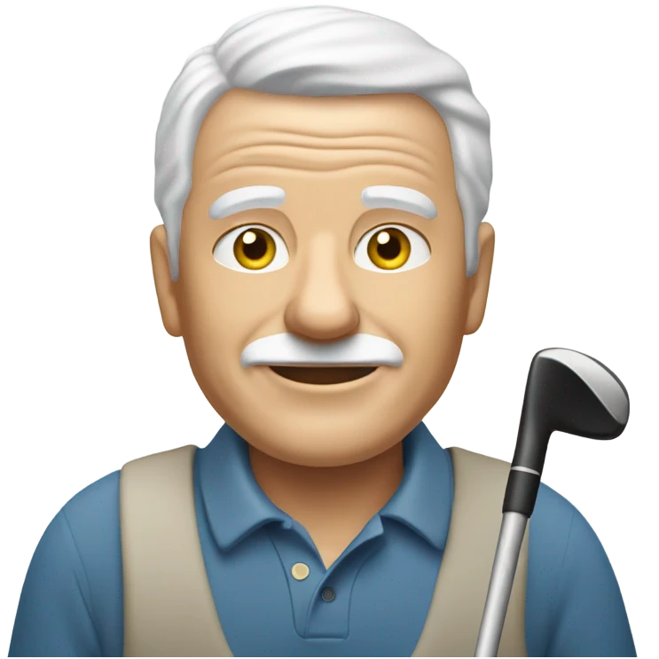 Elderly white male no facial hair playing golf emoji