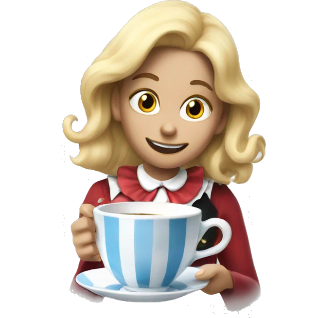 Alice's adventures in Wonderland drinks coffee emoji