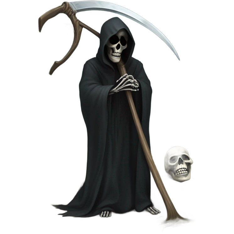 Grim reaper face palming holding a scythe next to a fallen tree emoji