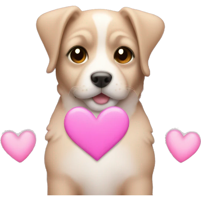 emoji with pink light hearts and puppy face  emoji