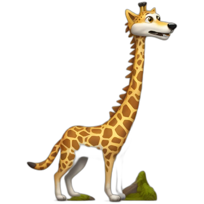 un loup sur une girafe emoji