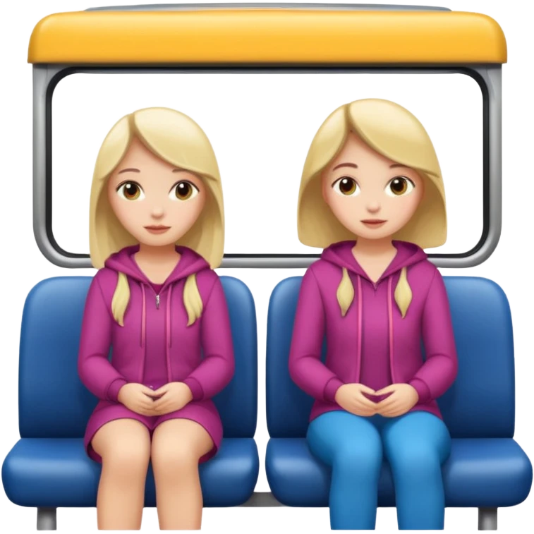Two girls sitting on a bus emoji