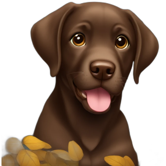 Chocolate labrador puppie in a forest emoji