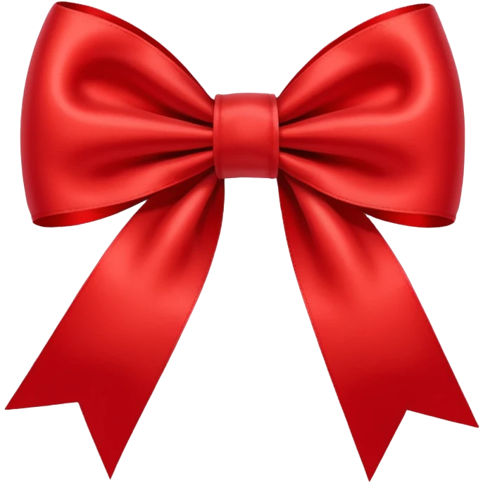 red ribbon bow, simple, shiny emoji