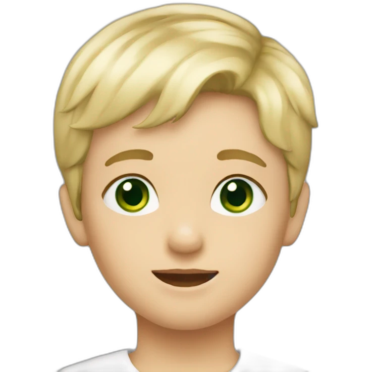 4 years old european boy with short blonde hair and green eyes emoji