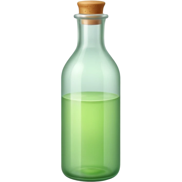 a bottle of light green liquid, matte, simple, clear emoji