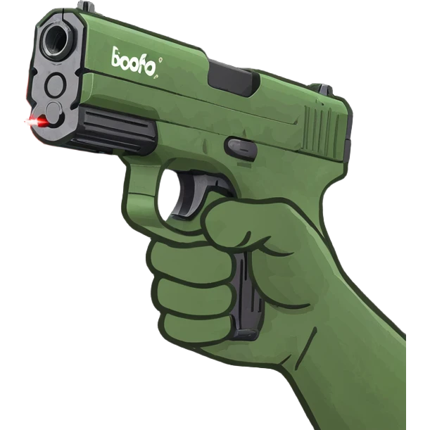 Plain, simple hand shooting red laser emoji