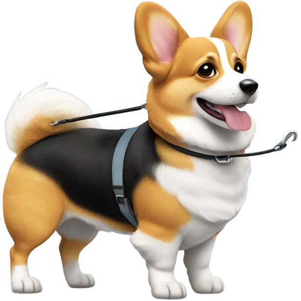 one corgi dog walking with leash emoji