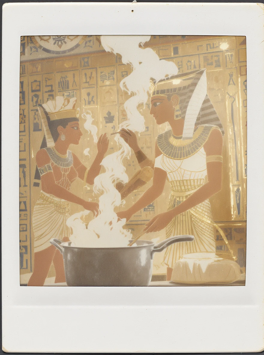 ancient Egyptian cooking scene in hieroglyphic style emoji
