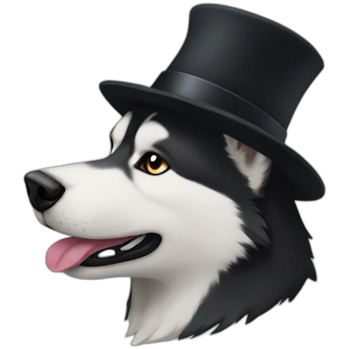 husky with a black hat emoji