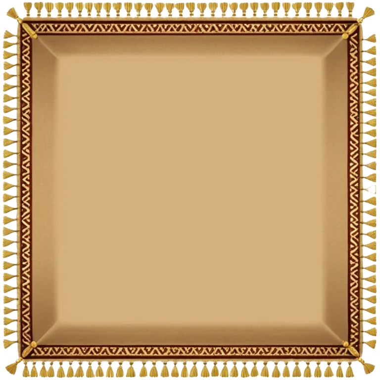 A long rectangular brown floor carpet with gold tassels at the ends  as seen from the side  emoji
